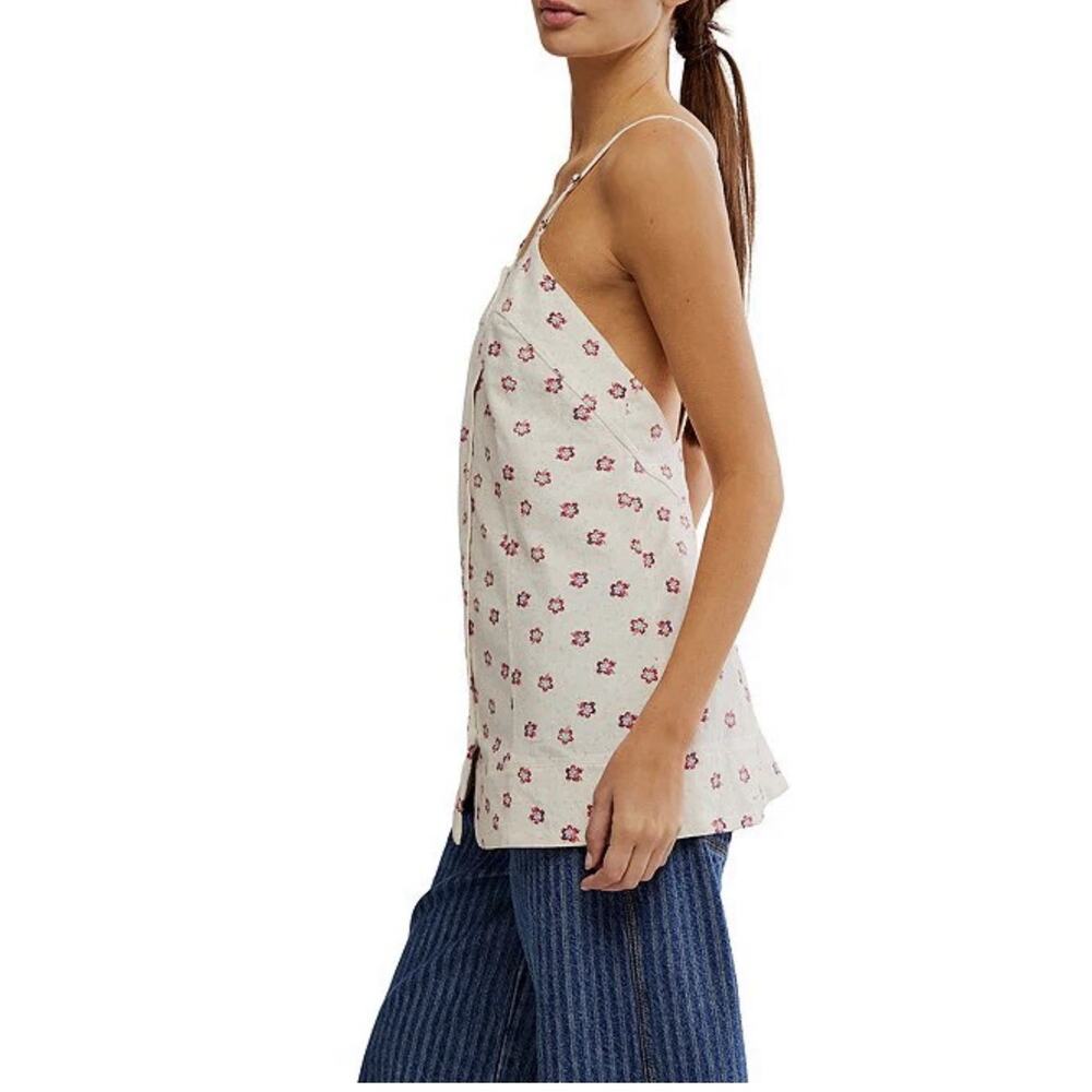 Free People Maddie Floral Cotton Low Back Tunic Top NWT Large - Picture 8 of 8